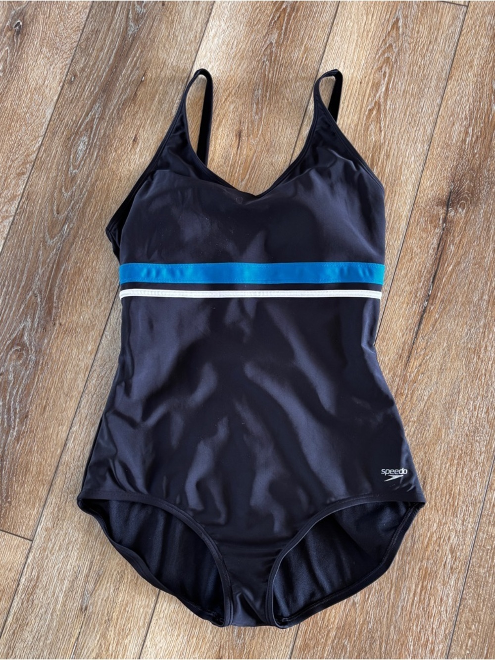 SPEEDO Swimsuit Womens Large Black Strip One Piece Active Competition Swim Team